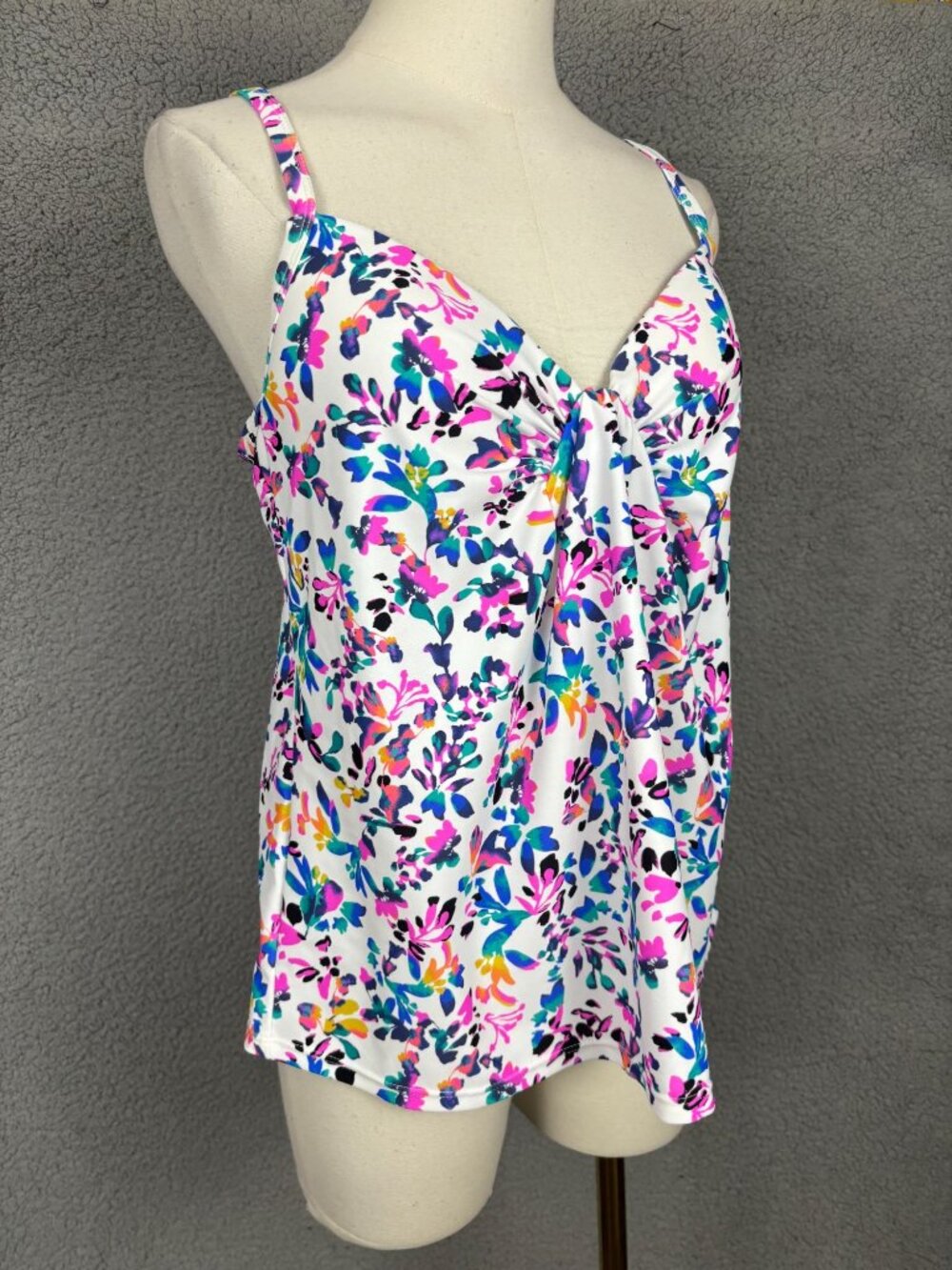 Island Escape Women's Underwire Floral-Print Twist-Front Tankini Top Size 8 NWTs - Picture 3 of 8